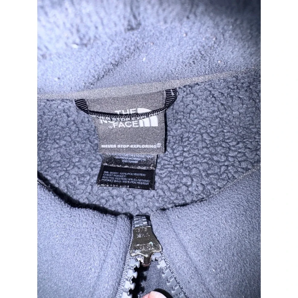 The North Face TKA Glacier Full Zip Fleece Jacket Mens Medium Grey Blue Logo